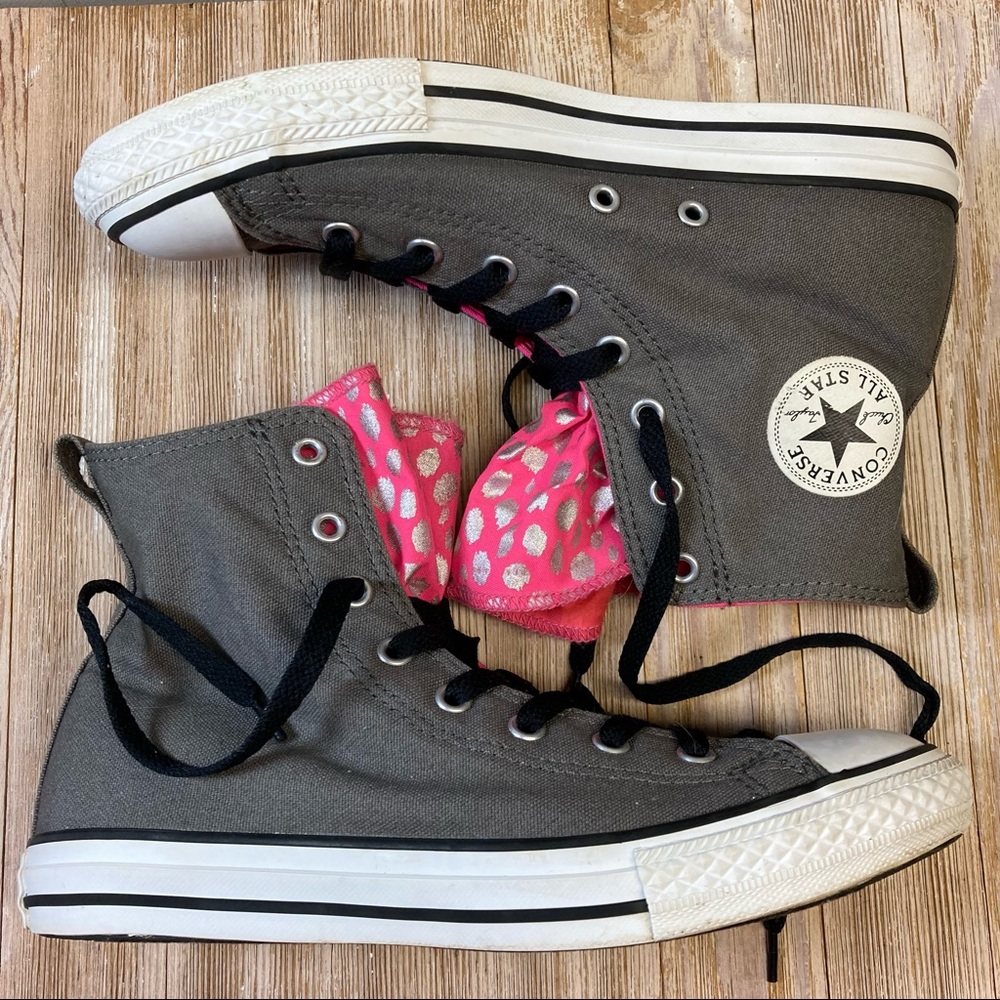 Converse Polka Dot Tongue Hi Tops Jr 5